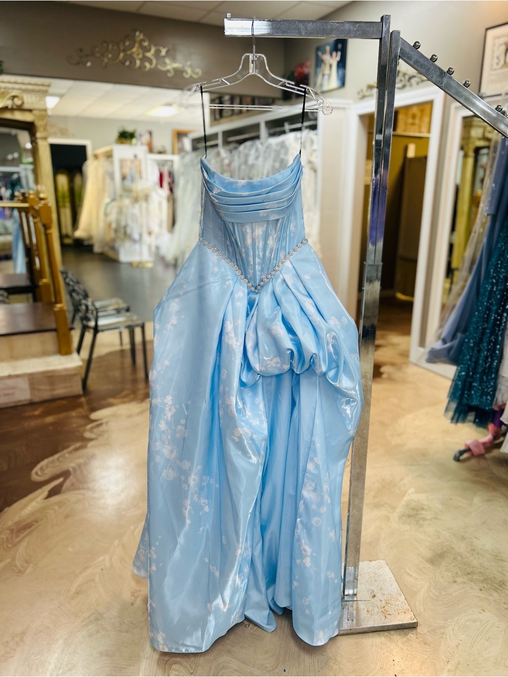 Alyce Paris Light Blue Satin Ball Gown Prom Dress